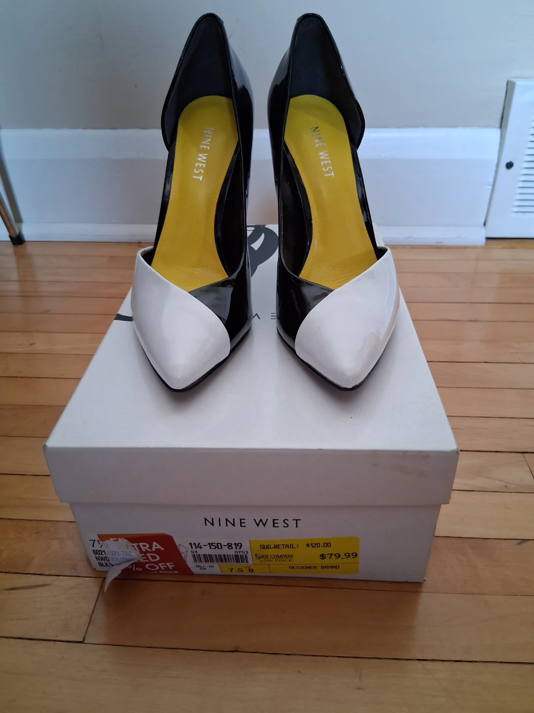 Nine West Women's Black & White Patent Leather Heels Size 7.5 - photo 5