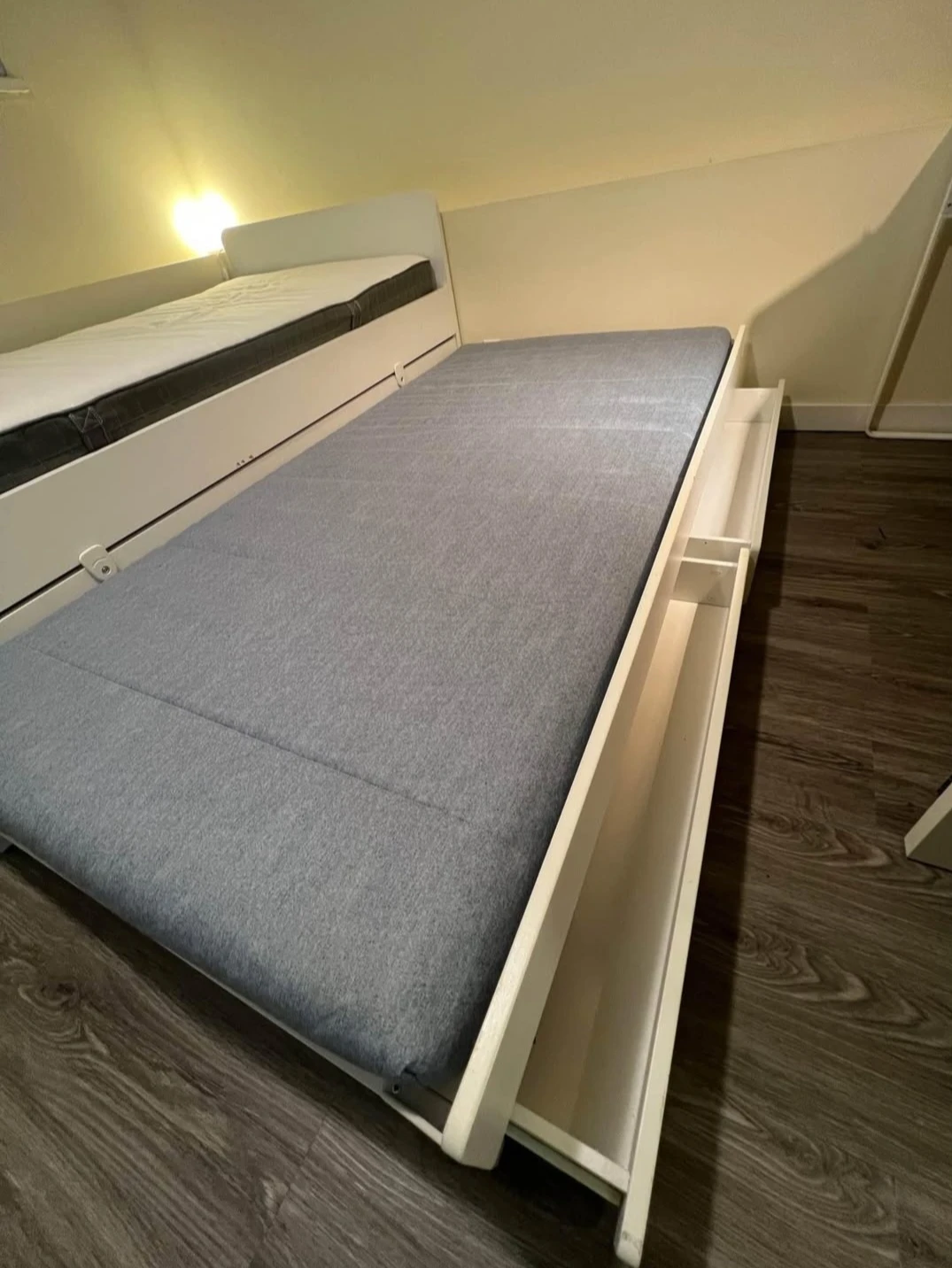 IKEA SLÄKT Twin Bed Frame with Pull-out Bed and Storage - White - photo 5