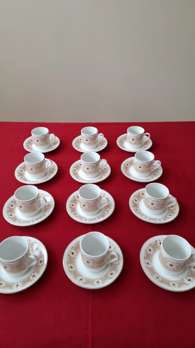 Set of 12 Vintage Espresso Cups and Saucers with Spoons - photo 2