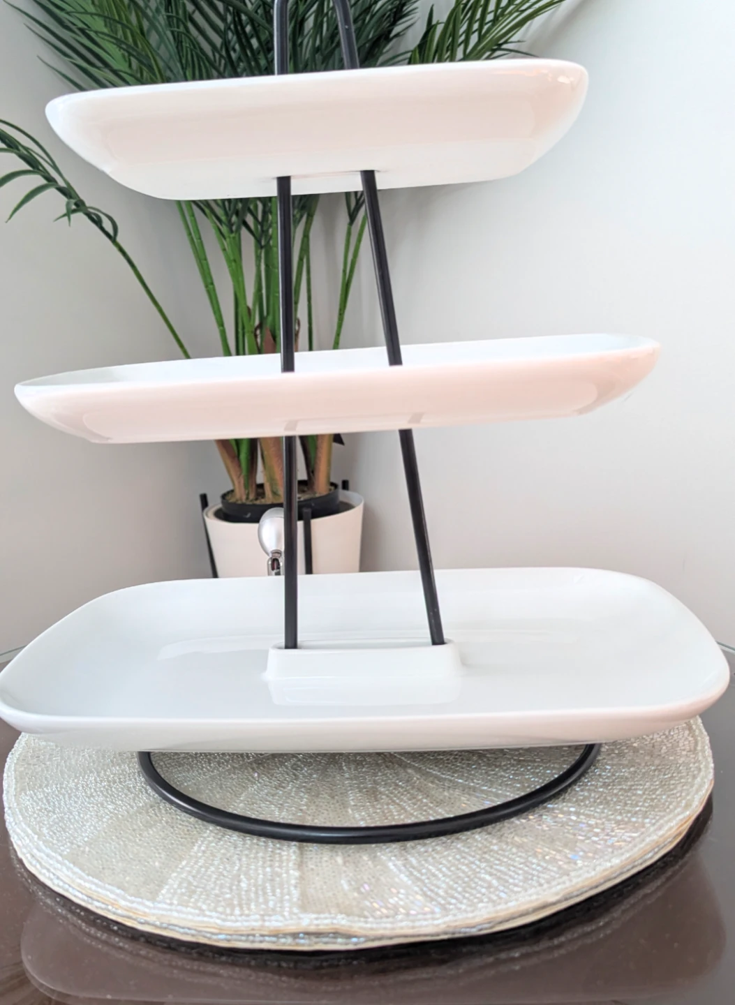 3-Tier White Rectangular Serving Platter Stand - photo 2