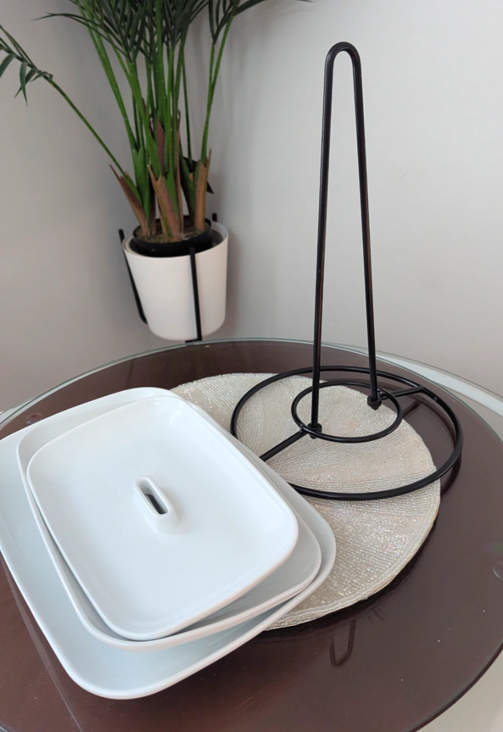 3-Tier White Rectangular Serving Platter Stand - photo 4