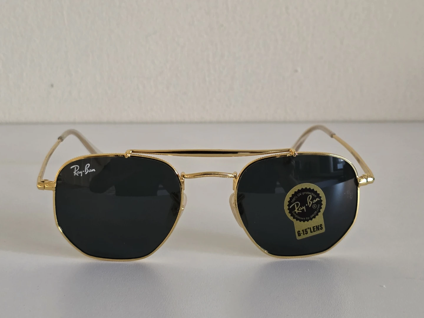 Ray-Ban Gold Metal Aviator Sunglasses G-15 Lens