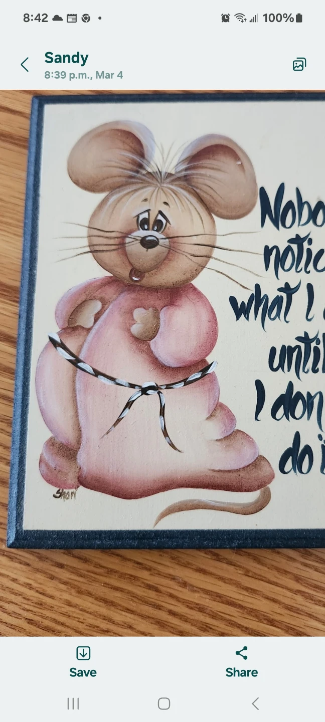 Hand-painted Mouse Artwork with Quote