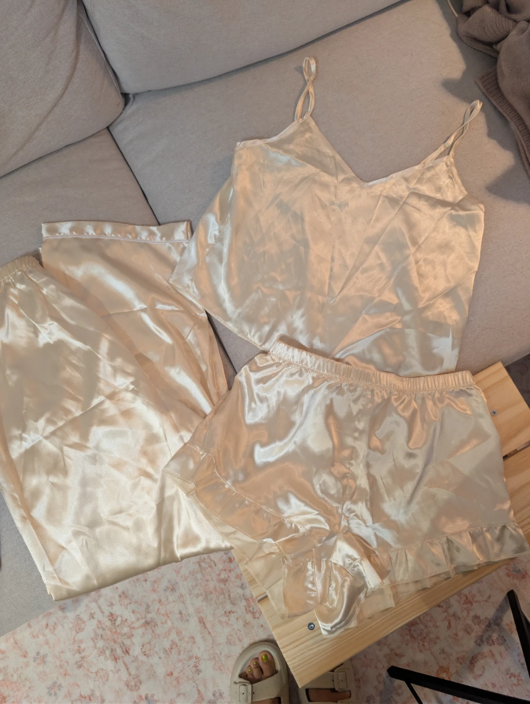 Cream Satin Pajama Set (SHEIN) - photo 2
