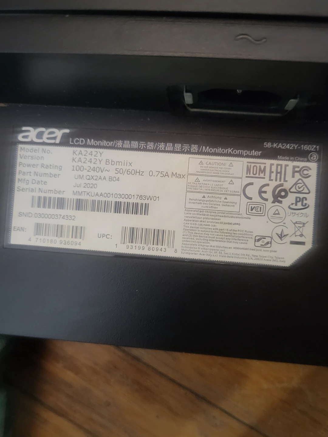 Acer KA242Y Bbmiix LCD Monitor - photo 2