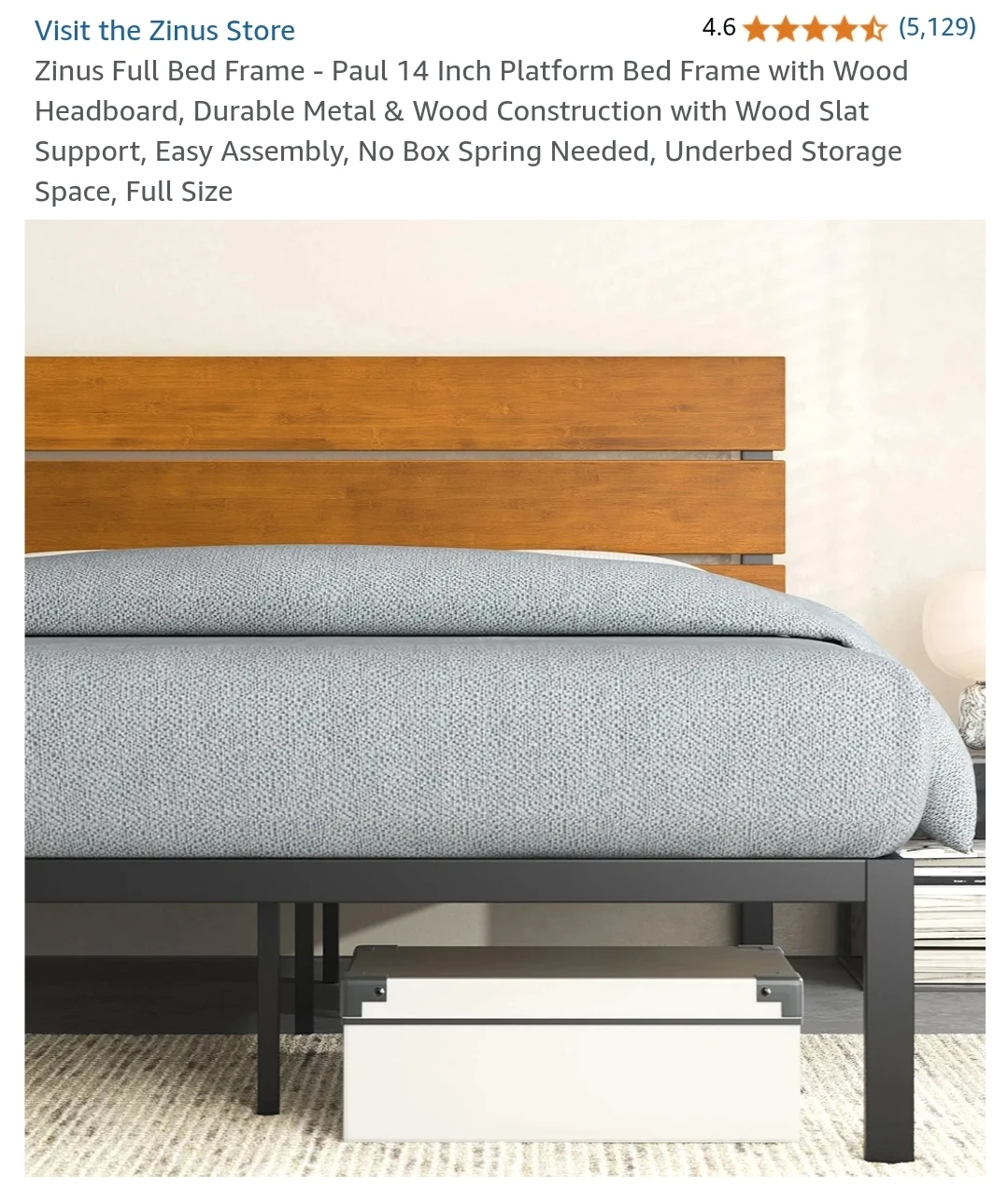 Zinus Full Bed Frame - Paul 14 Inch Platform Bed