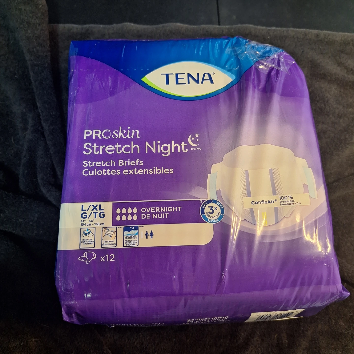 Tena ProSkin Stretch Night Stretch Briefs L/XL (12 Pack)