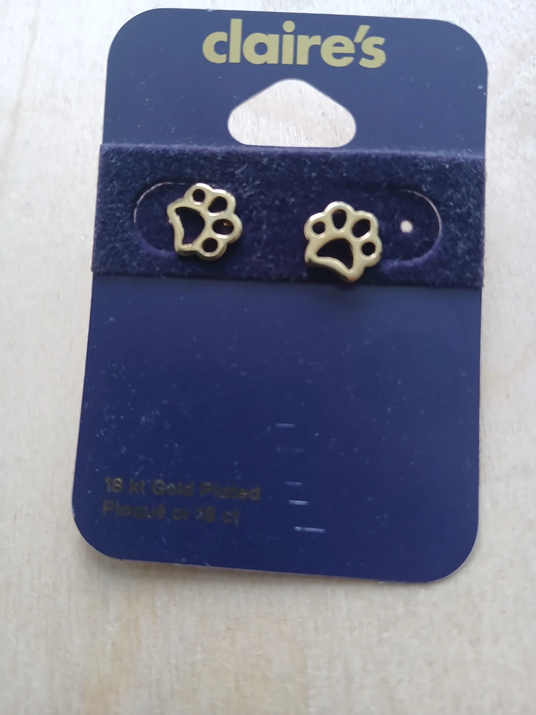 Claire's Paw Print Earrings - 18 kt Gold Plated