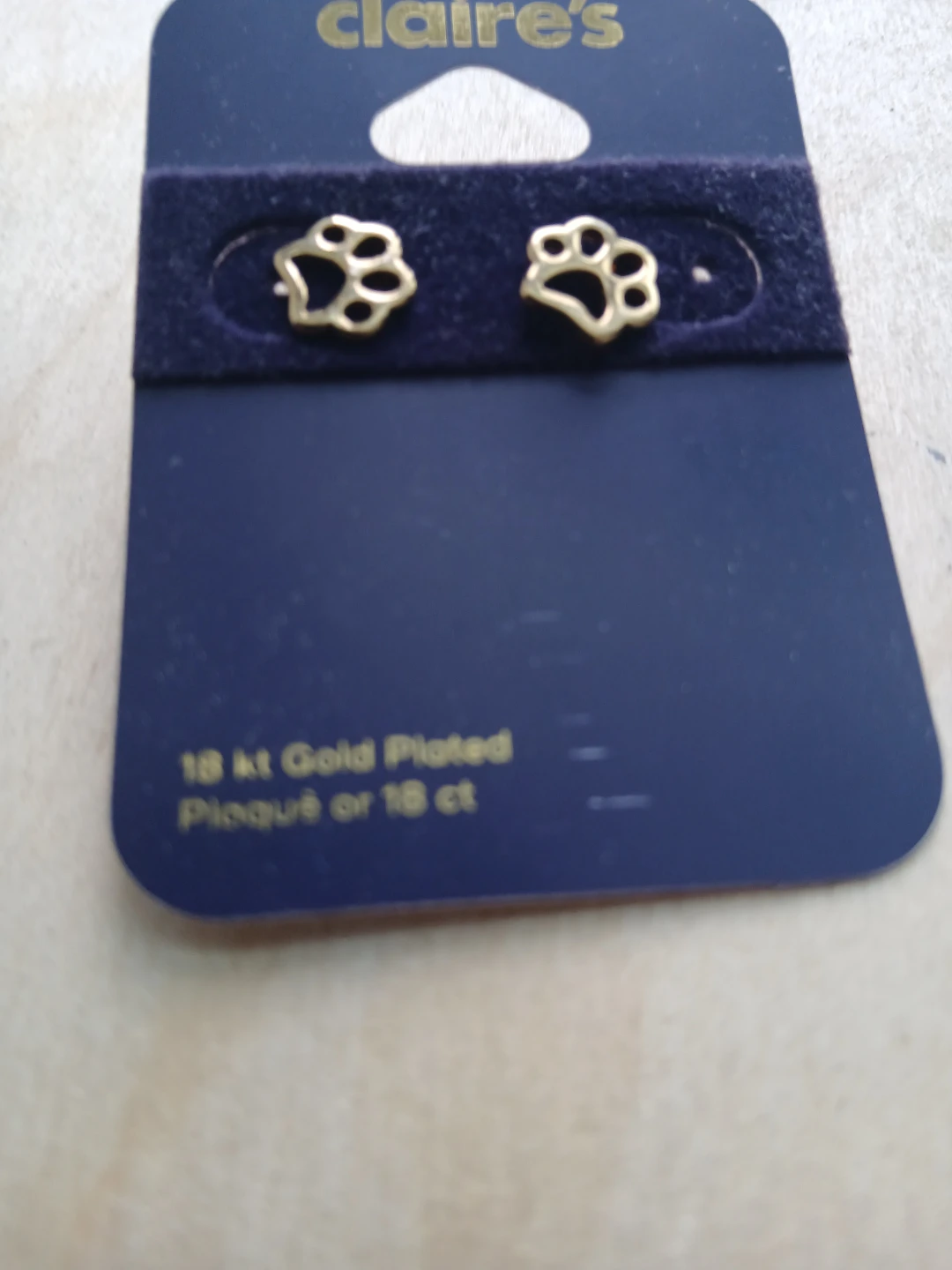 Claire's Paw Print Earrings - 18 kt Gold Plated - photo 3