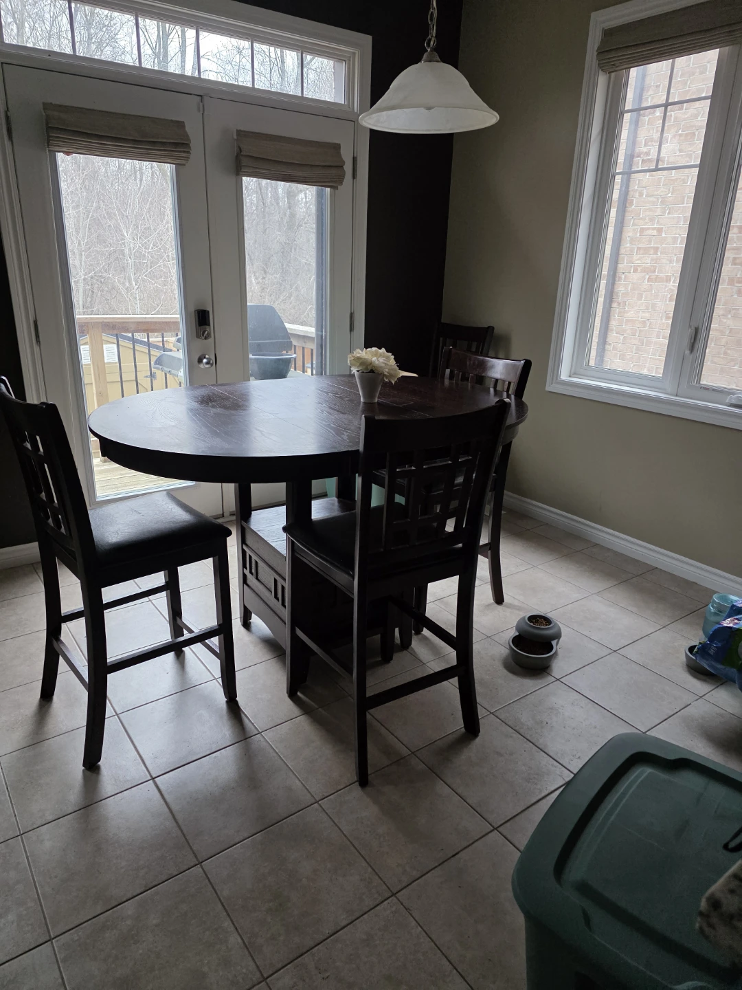 Dark Wood Dining Table with 4 Chairs