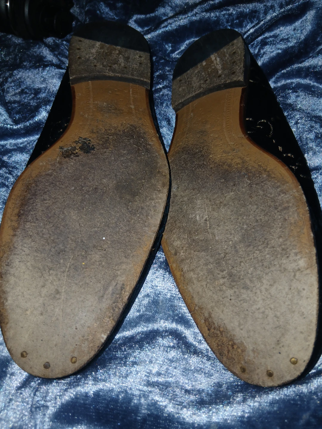 Gucci Velvet Loafers - Green GG Monogram mens size 9 - photo 3
