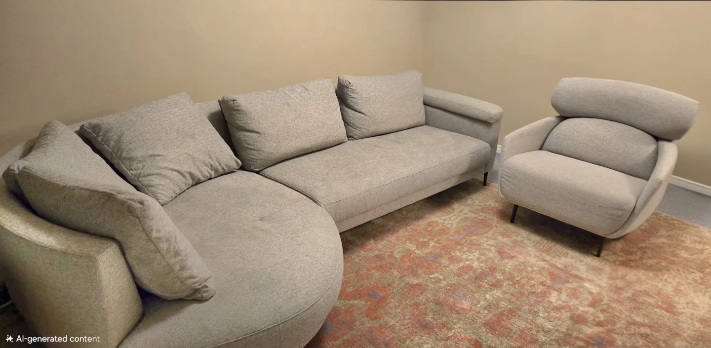 Grey Fabric Sectional Sofa - photo 2