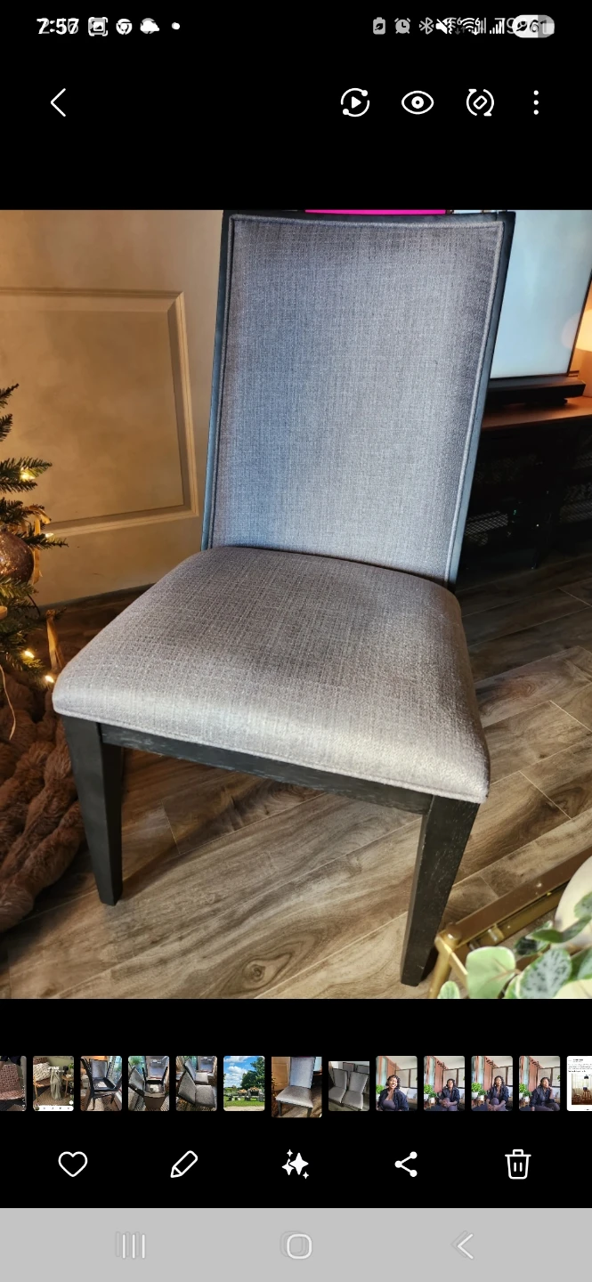 Set of 3 Grey Upholstered Dining Chairs - photo 2