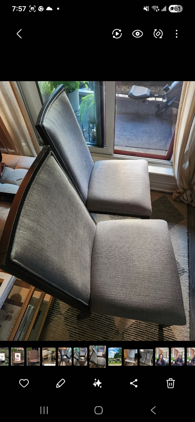 Set of 3 Grey Upholstered Dining Chairs - photo 3