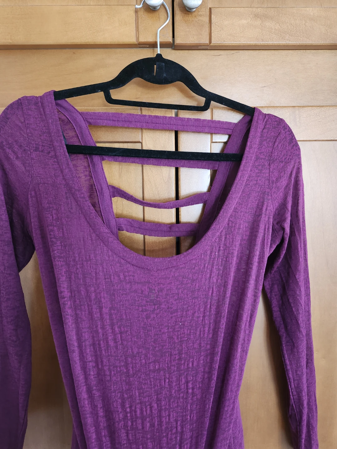 Purple long sleeve criss-cross back top - photo 2