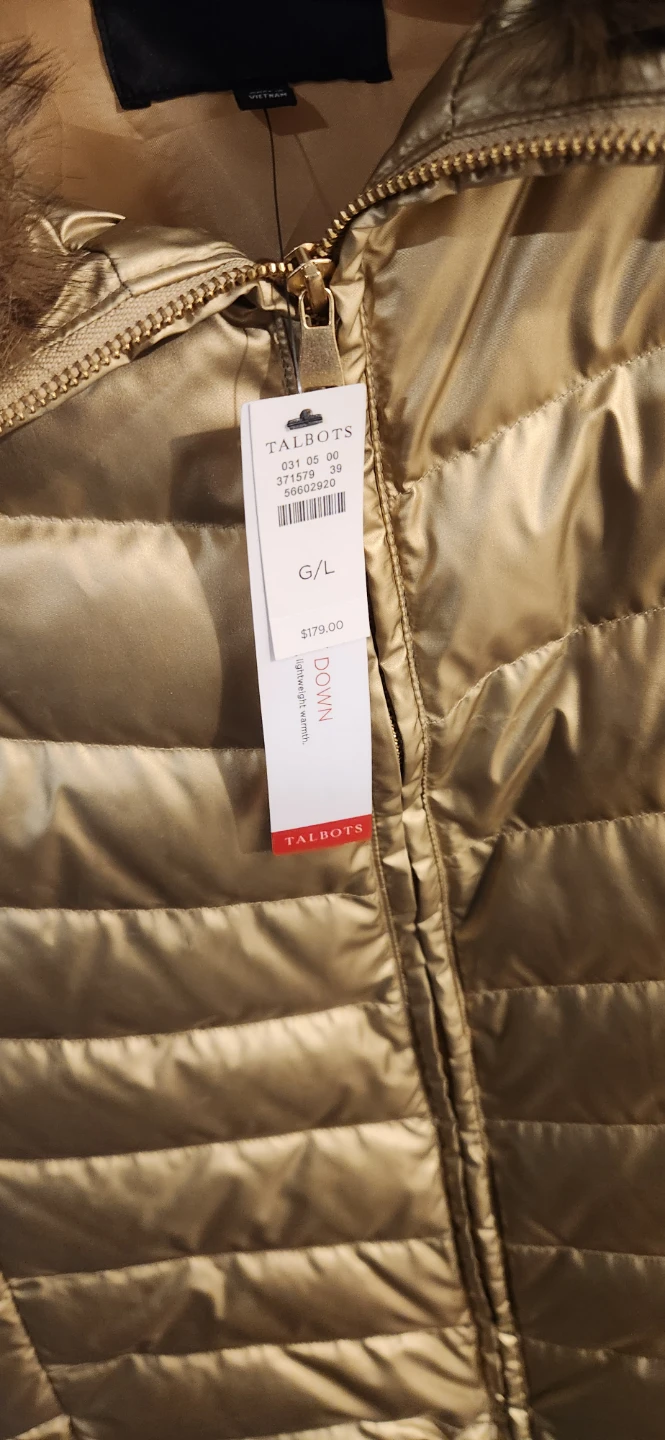 Talbots Down Vest with Fur Collar - Gold - G/L - photo 2