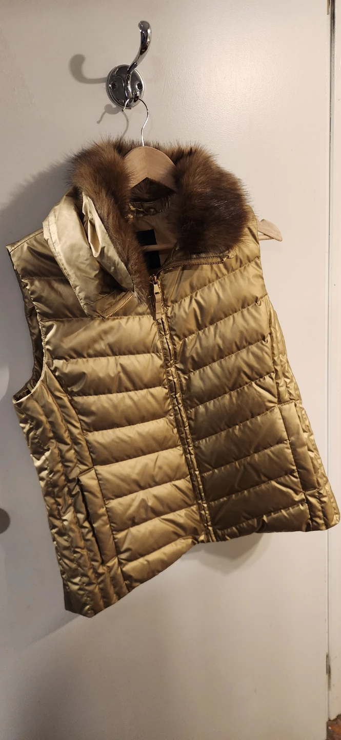 Talbots Down Vest with Fur Collar - Gold - G/L - photo 3