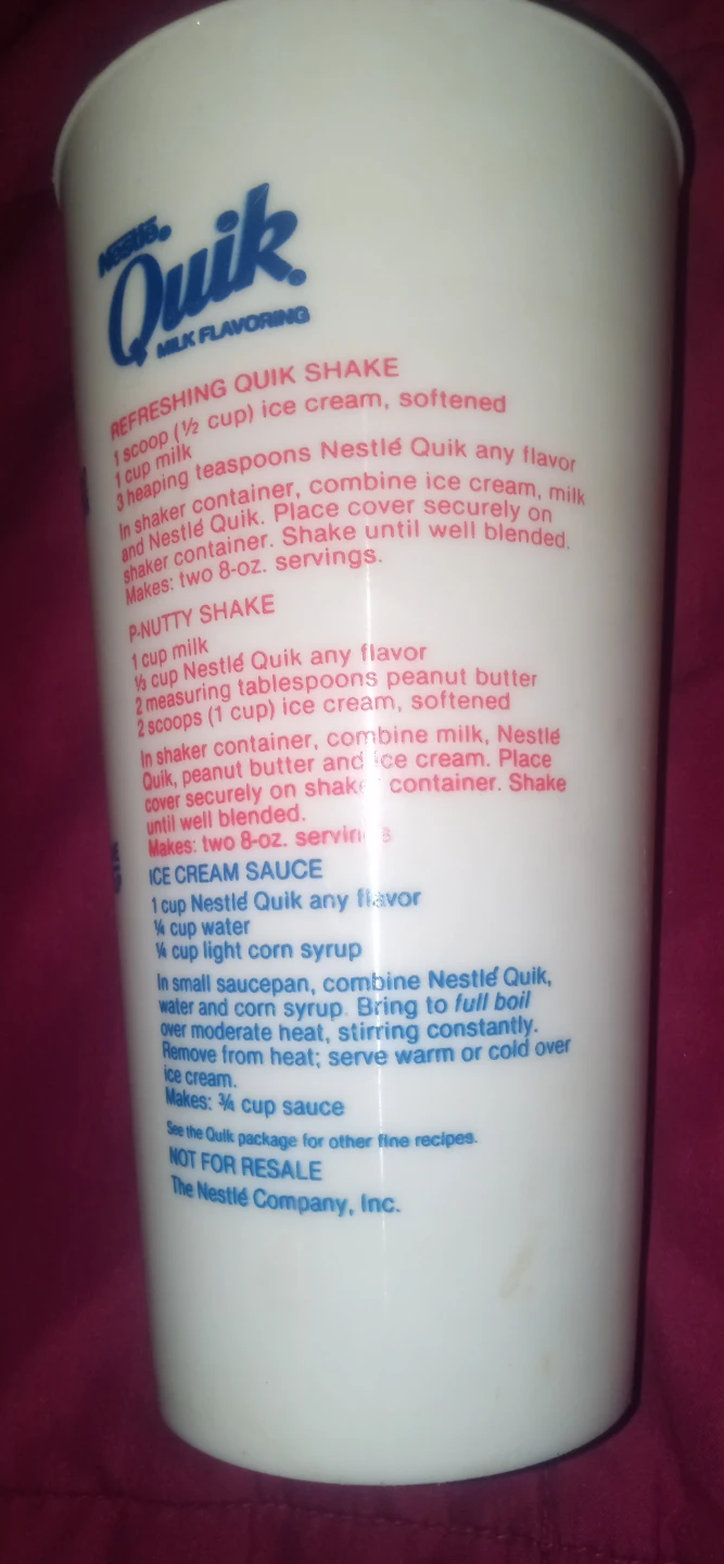 Nestle Quik Vintage Ice Cream Shake Cup with Recipes - photo 2