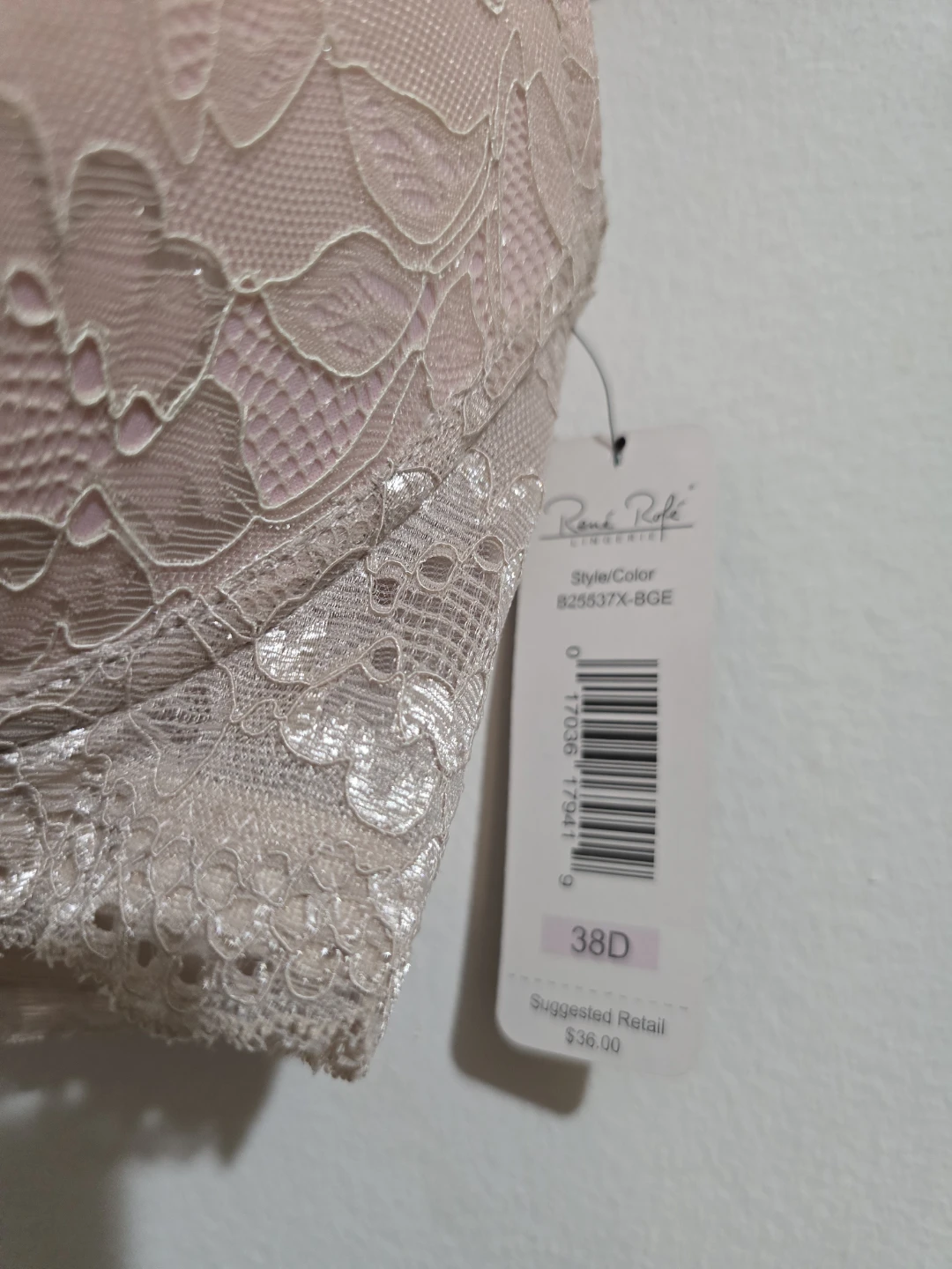 ​New René Rofé Lace Bra - Beige - Size 38D - photo 2