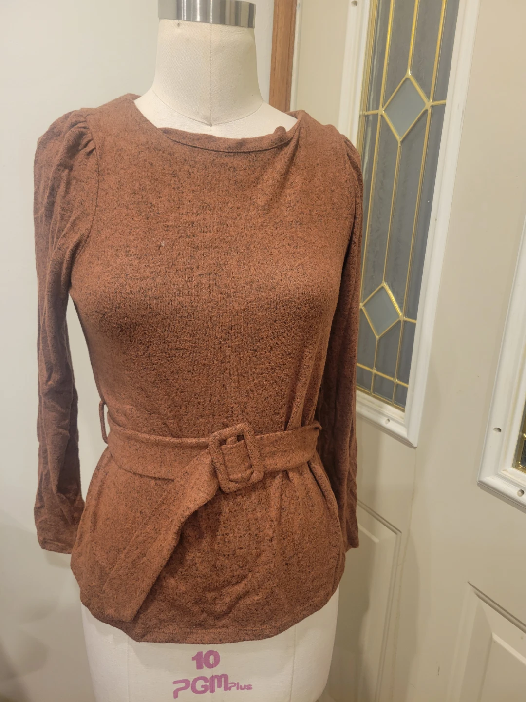 Monteau Women's Long Sleeve Wrap Top - Size S - Rust