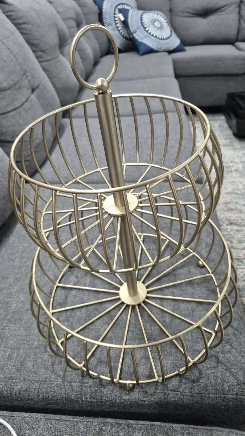 Gold Metal 2-Tier Fruit Basket