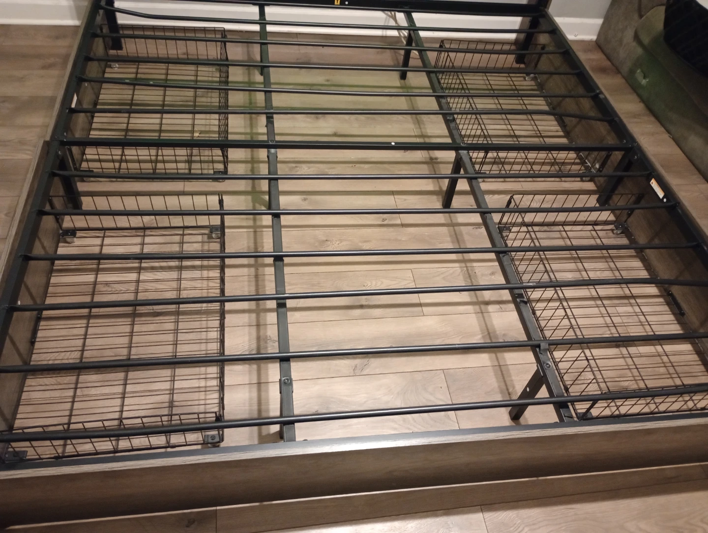 Queen Size Bed Frame with Headboard and Built-in Shelves - photo 3