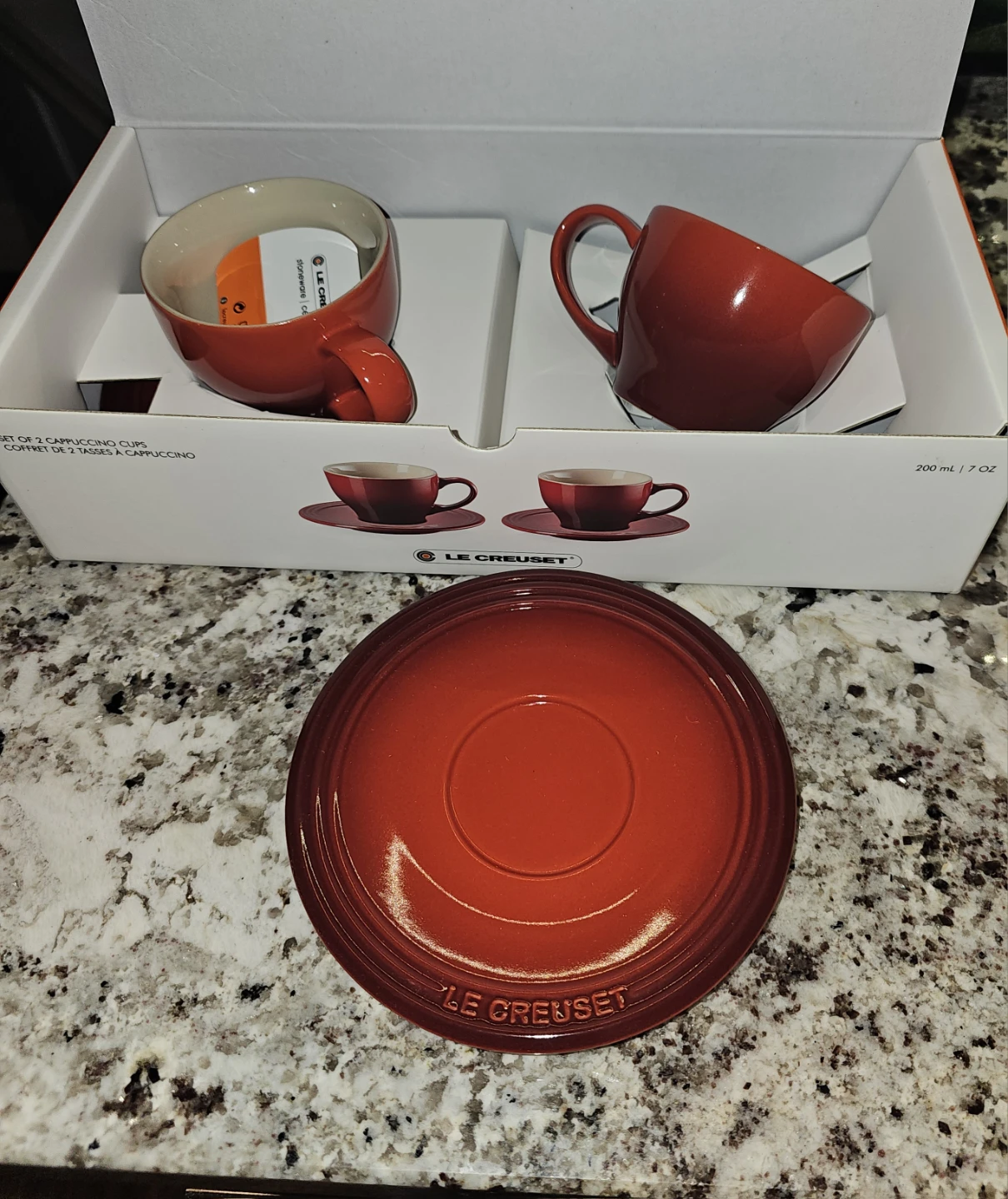 Le Creuset Stoneware Cappuccino Cups (Set of 2) Red *New In Box