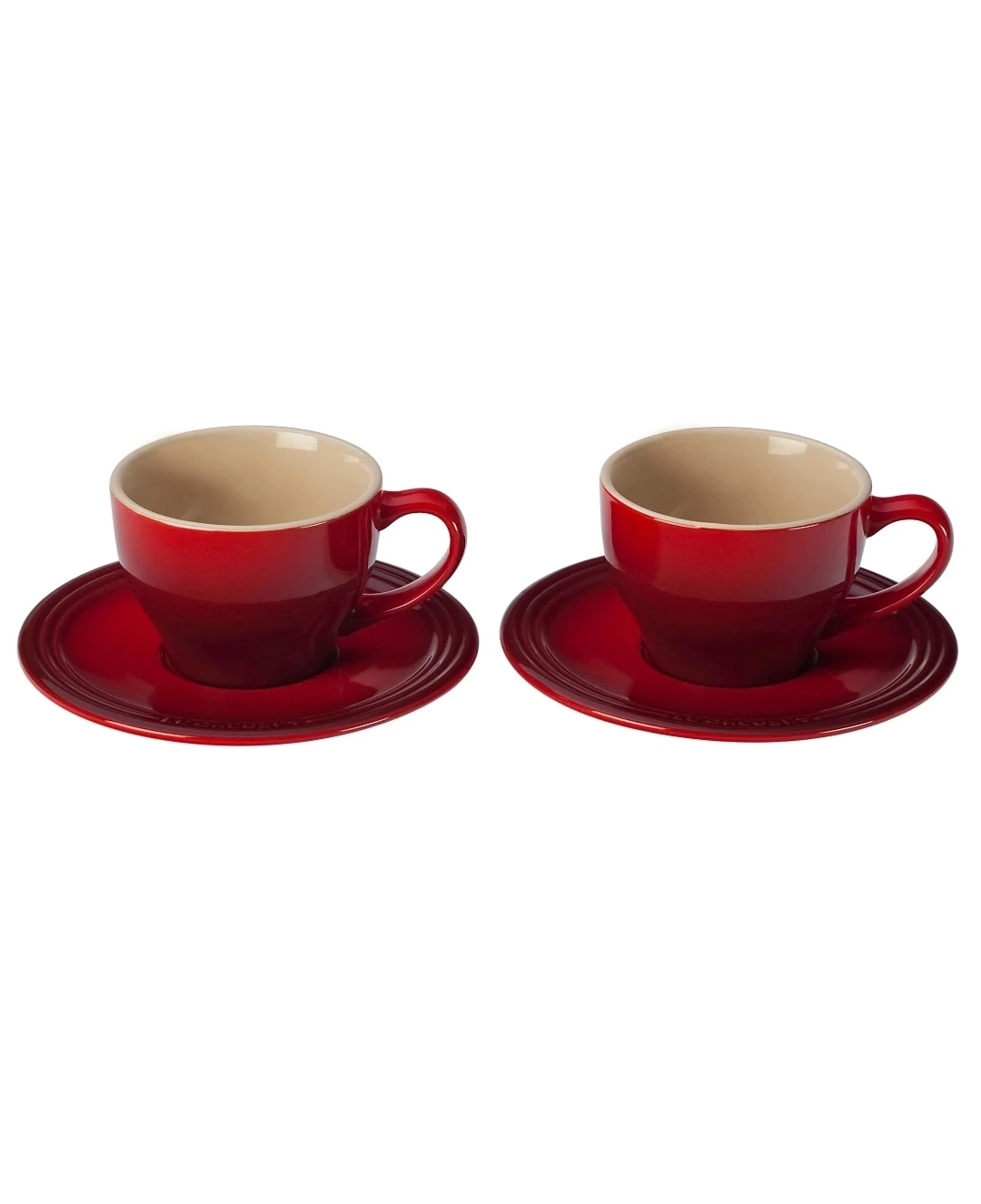 Le Creuset Stoneware Cappuccino Cups (Set of 2) Red *New In Box - photo 5