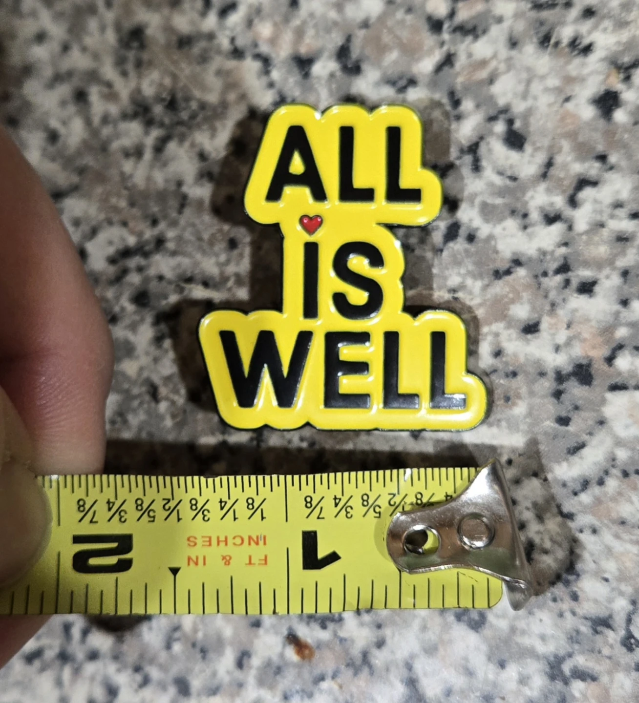 ALL IS WELL Brooch Enamel Pin-Black & Yellow W Heart 🥕 - photo 3