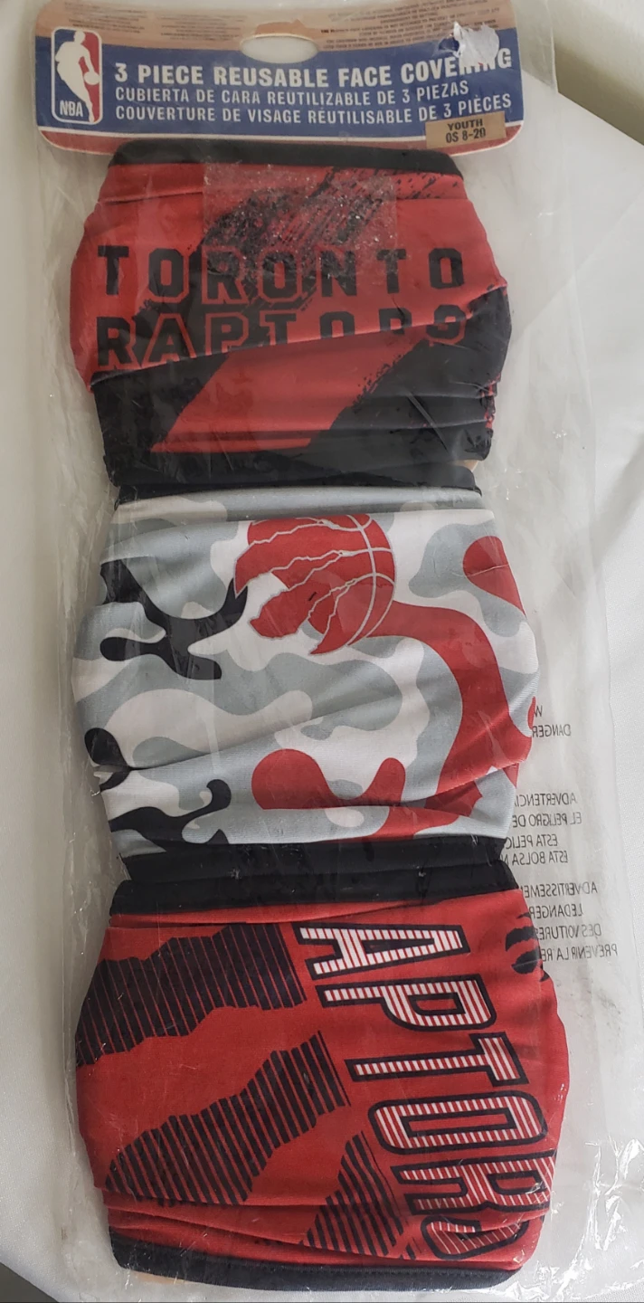 Brand new Toronto Raptors Youth Face Covering 3Pcs Mask