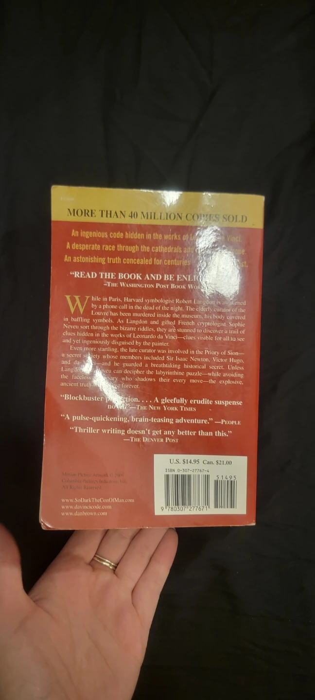 The Da Vinci Code by Dan Brown Paperback Book - photo 2