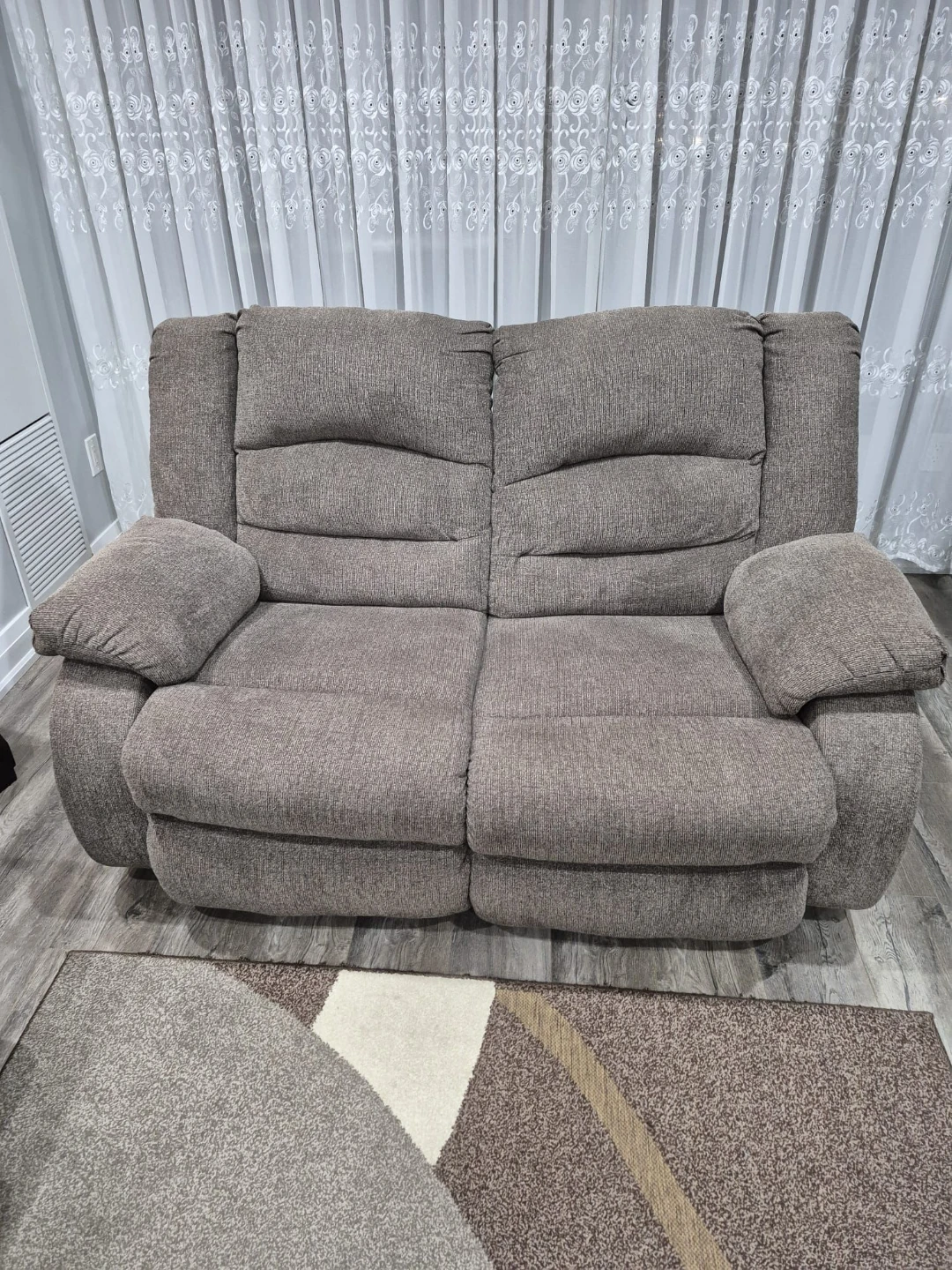 Grey Fabric Reclining Sofa Duo
