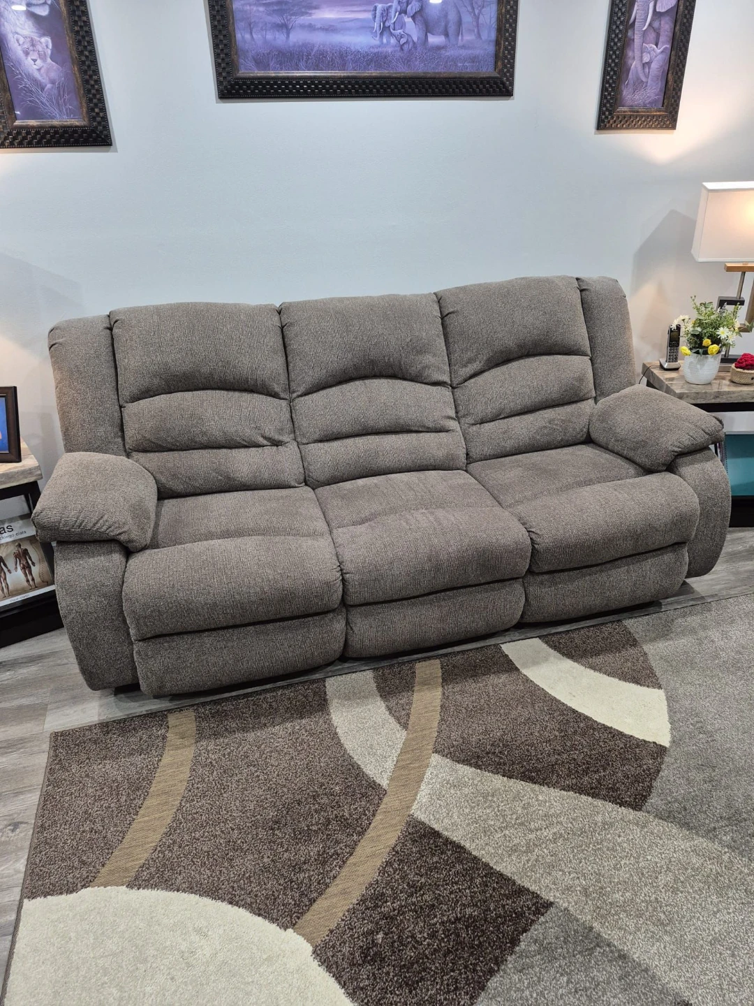 Grey Fabric Reclining Sofa Duo - photo 3