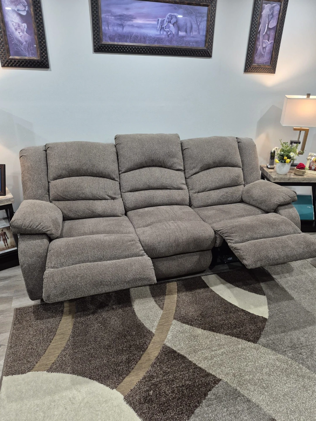 Grey Fabric Reclining Sofa Duo - photo 4