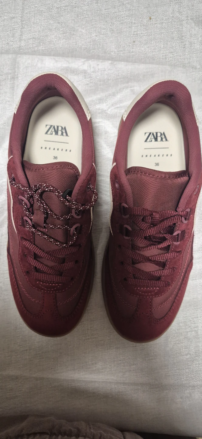 Zara Sneakers Burgundy Suede Size 36 - photo 2