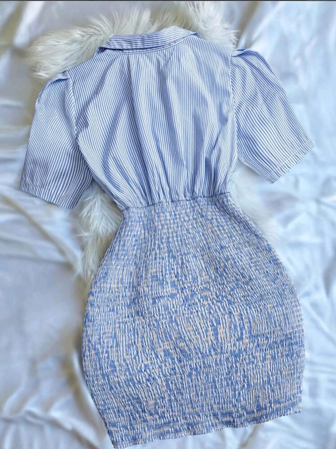 Blue and White Striped Shirt Dress - photo 2