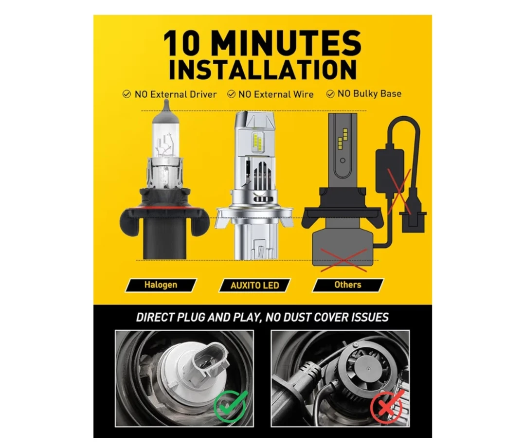 AUXITO Upgraded H13/9008  LED Headlights Bulb, 40000LM (2pack) - photo 5
