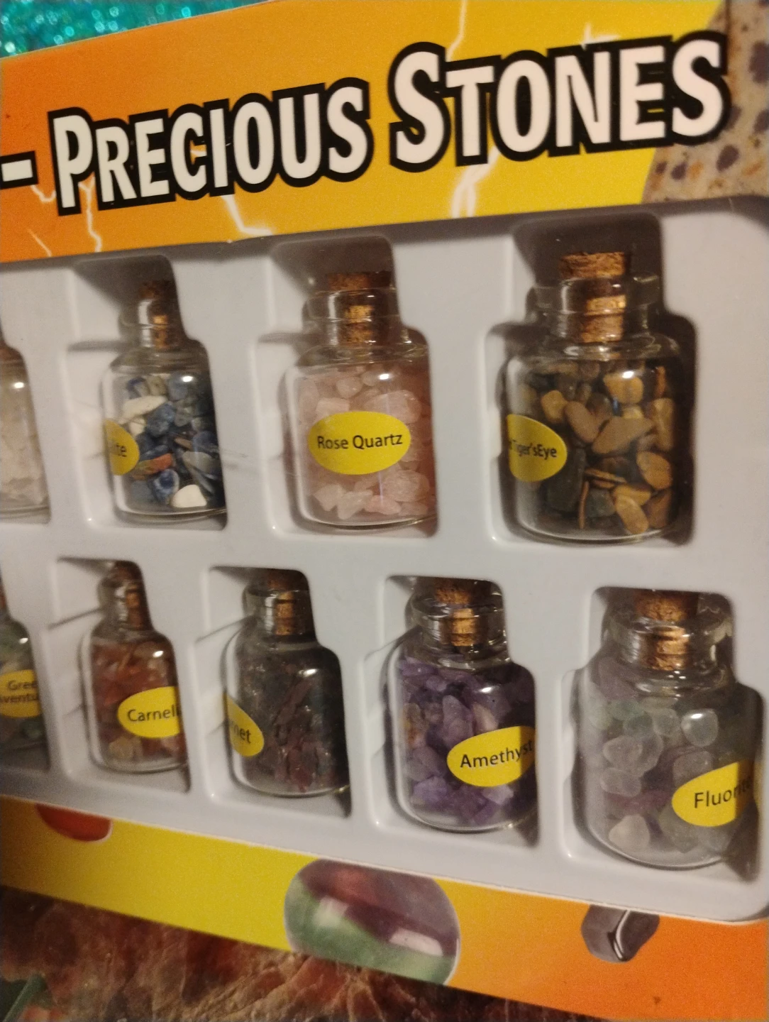 Semi-Precious Stones Collection - 9 Small Glass Jars