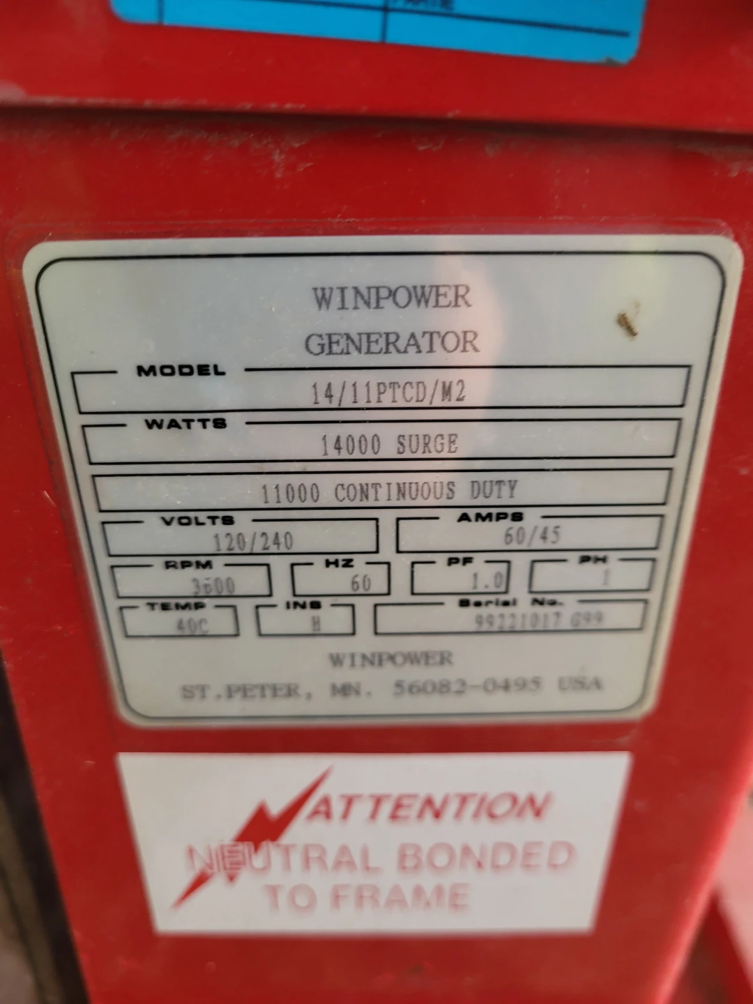 WINPOWER 14000 Surge Watt Generator Tool - photo 5
