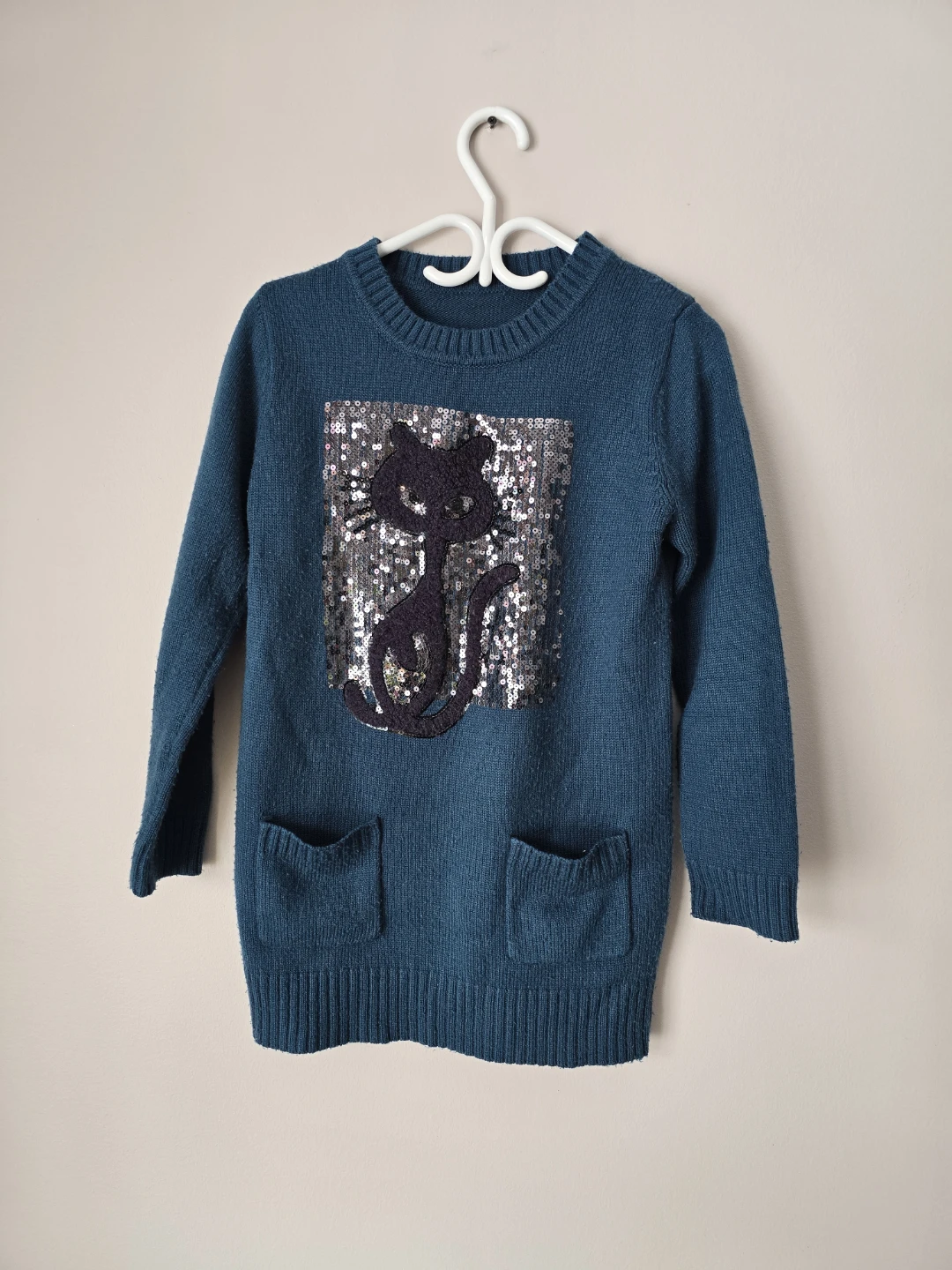 🧡Teal sequined cat sweater