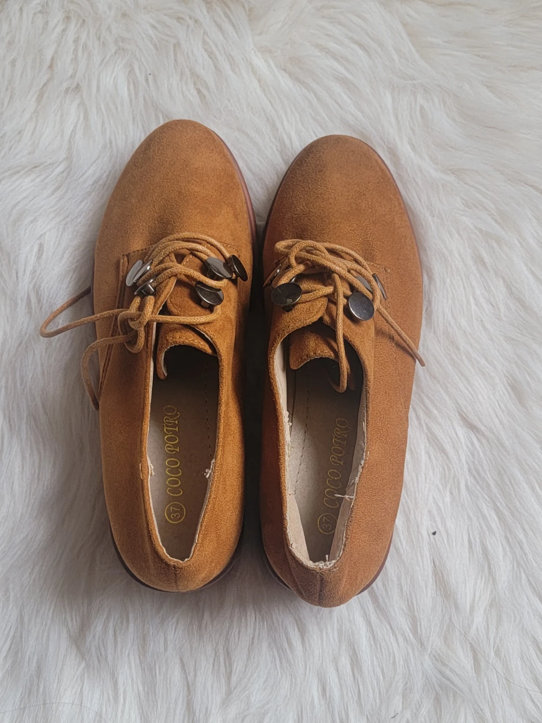 COCO POTRO Wedge Shoes - Size 37 - Tan Suede