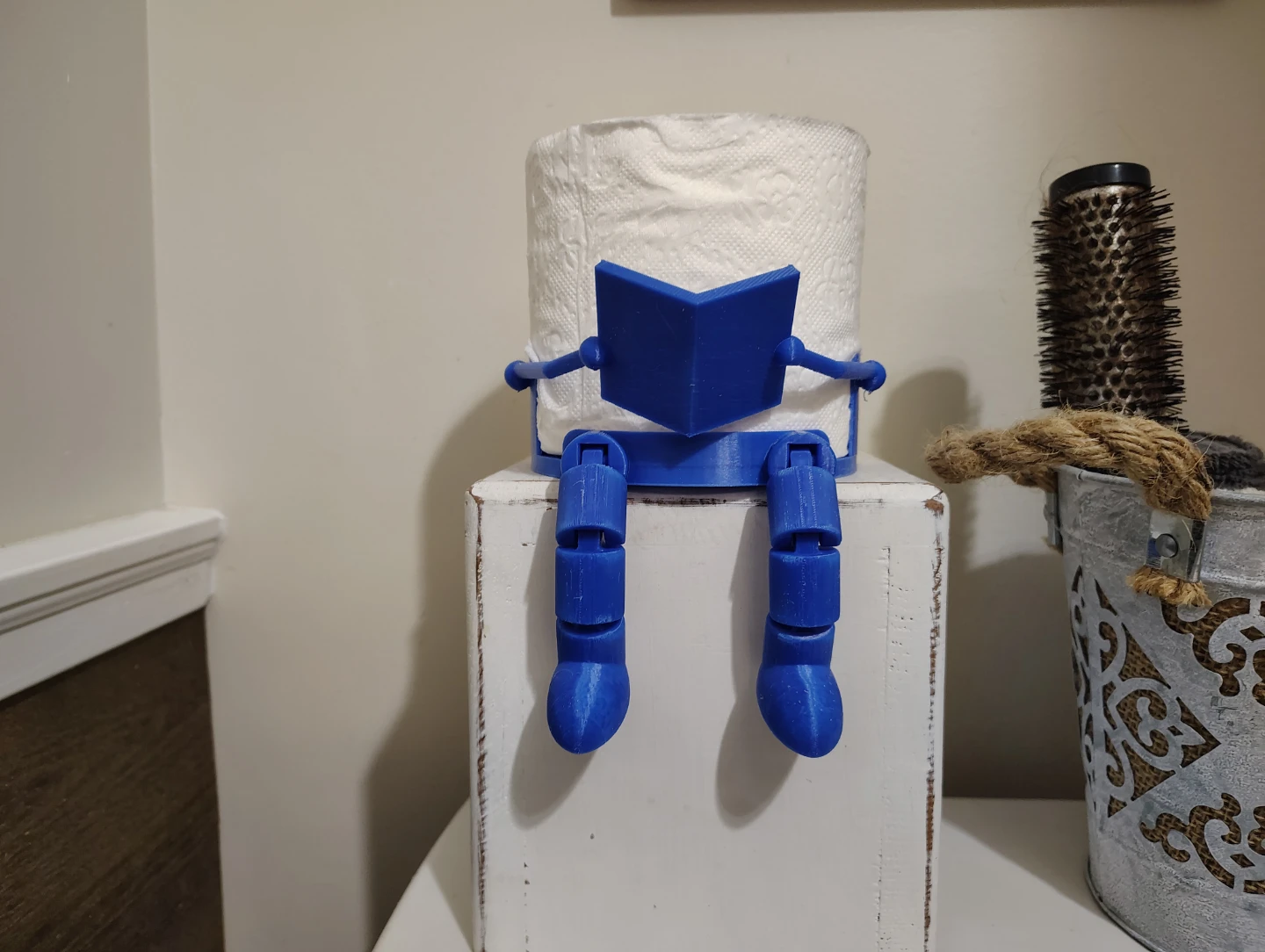 Blue Toilet Paper Buddy Holder / Display