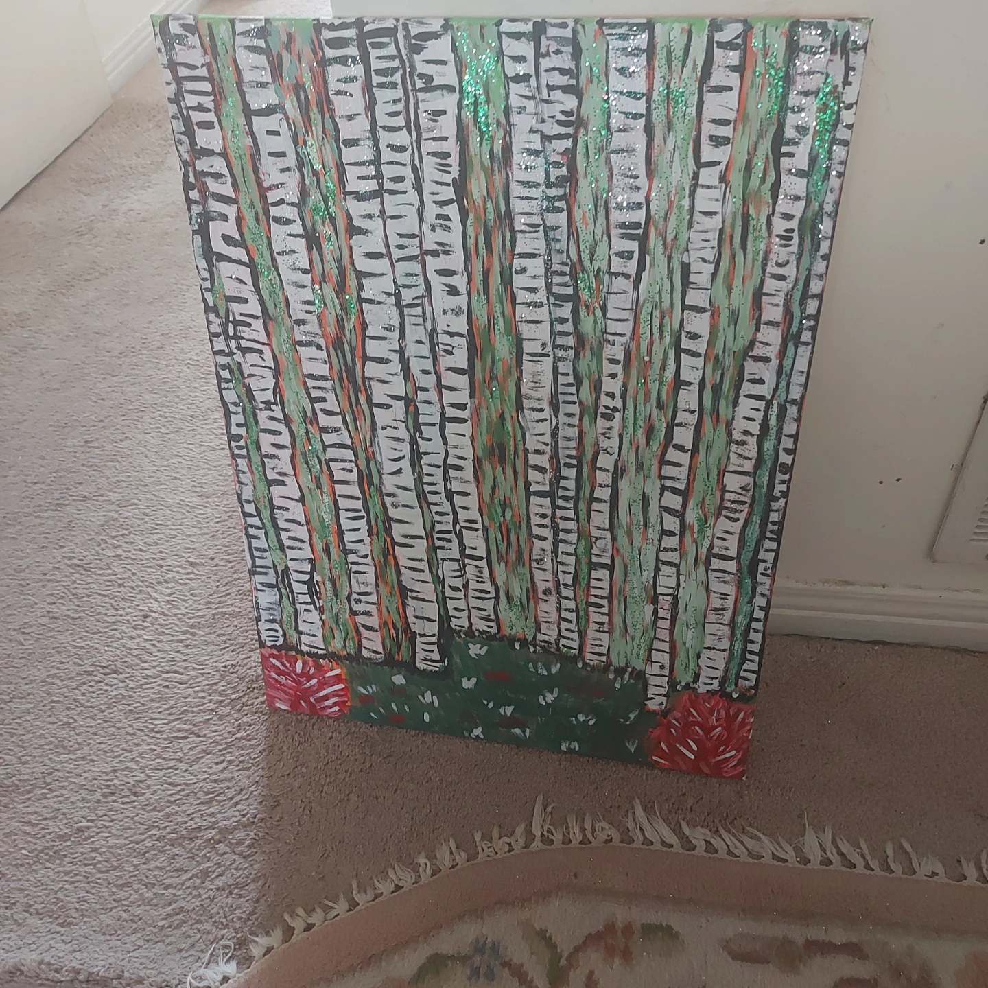 Birch Tree Forest Painting - photo 2