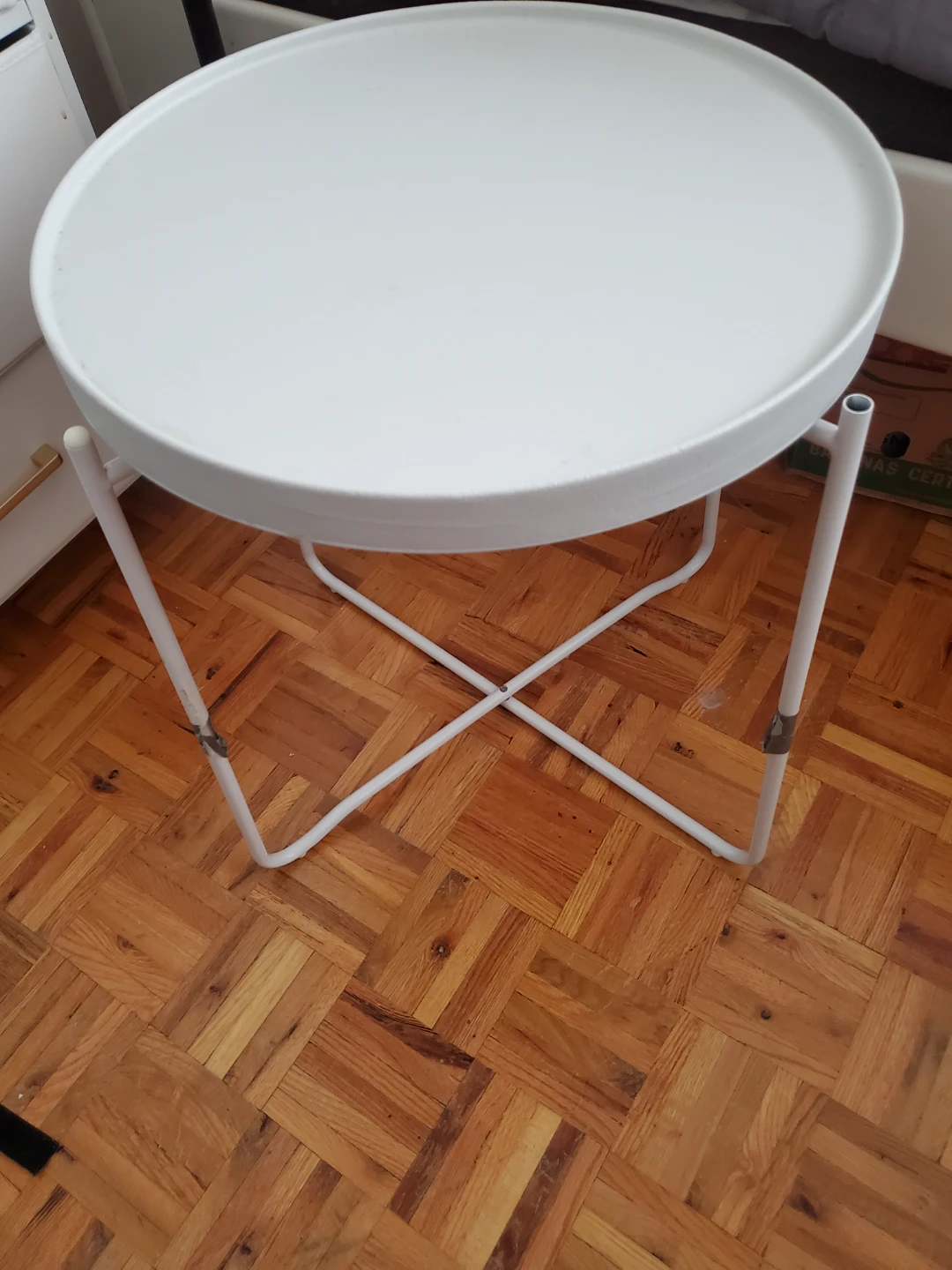 White Round Side Table