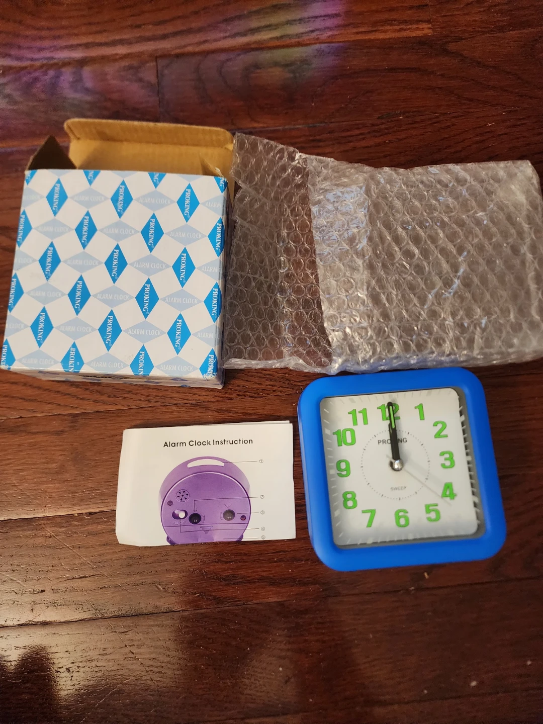 Blue Square Alarm Clock