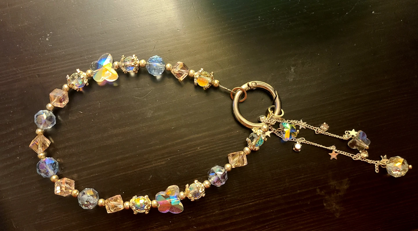 Beaded Butterfly Keychain with Star Charms