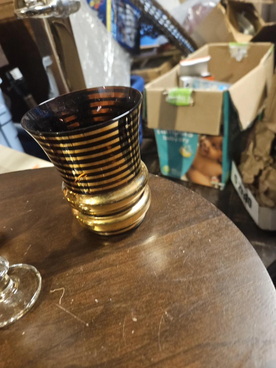 Set of 7 Amber and Gold Striped Glasses - photo 3