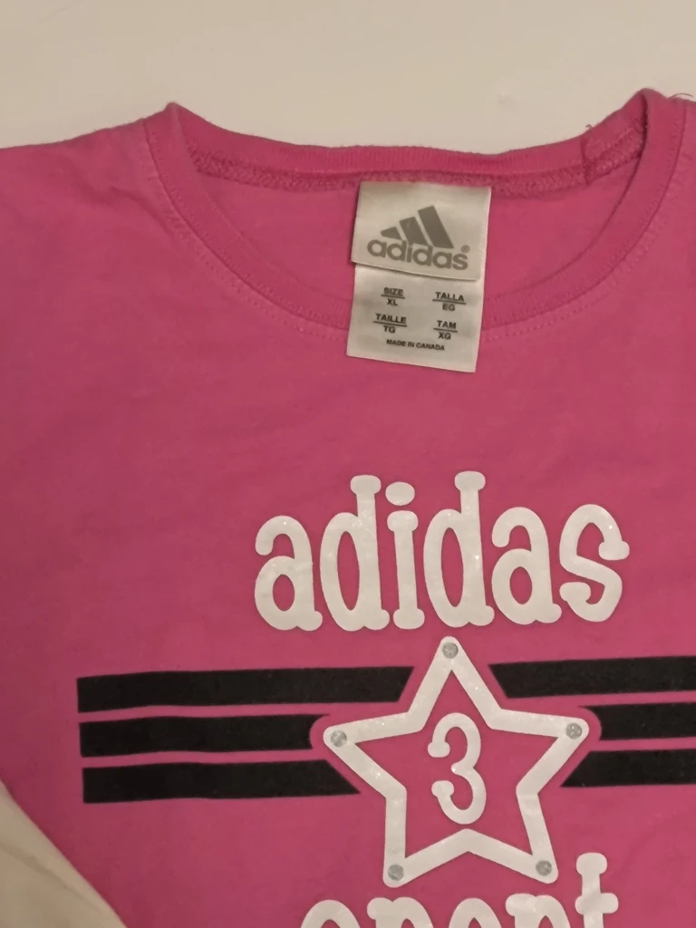 Adidas Pink White Long Sleeve Tee Girls XL - photo 2