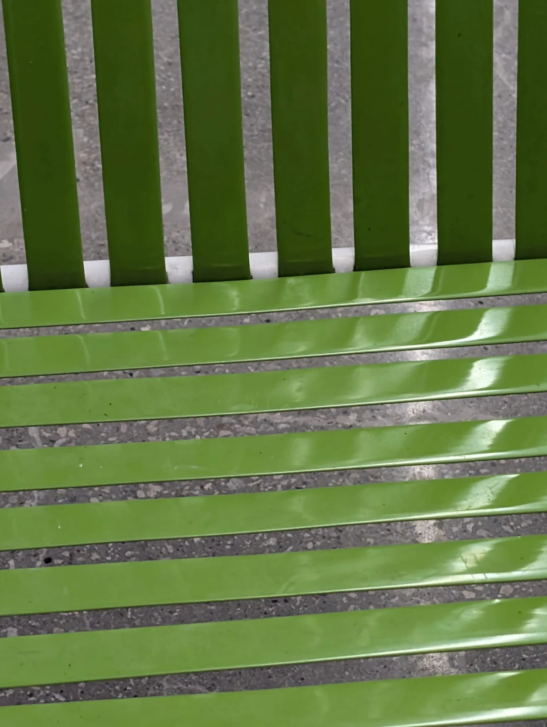 Vintage Metal Lawn Chair with Green Straps