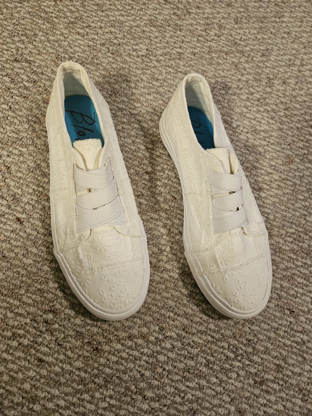 White Bzees Embroidered Slip-On Sneakers